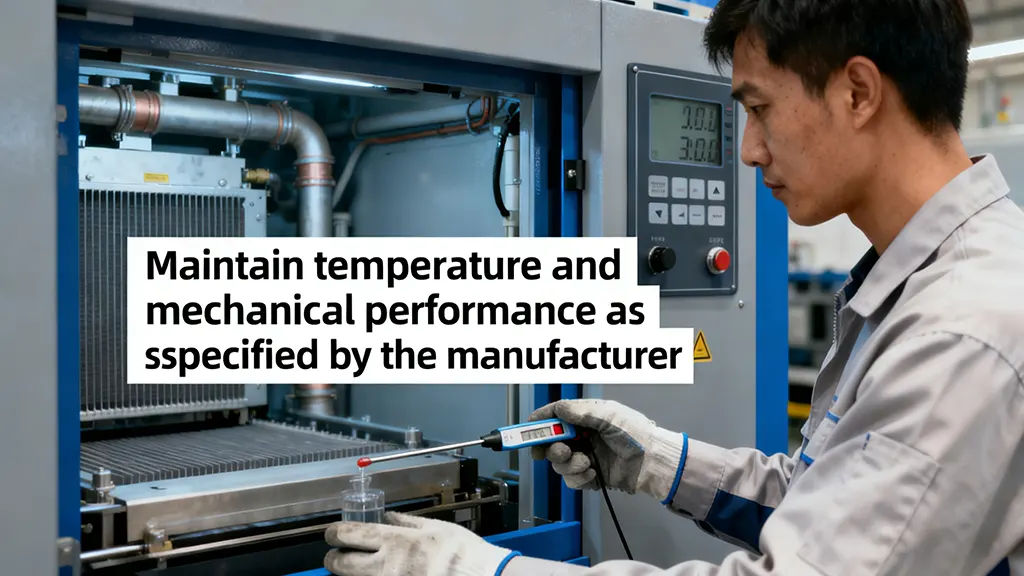Maintain temperature and mechanical performance as sspecified by the manufacturer