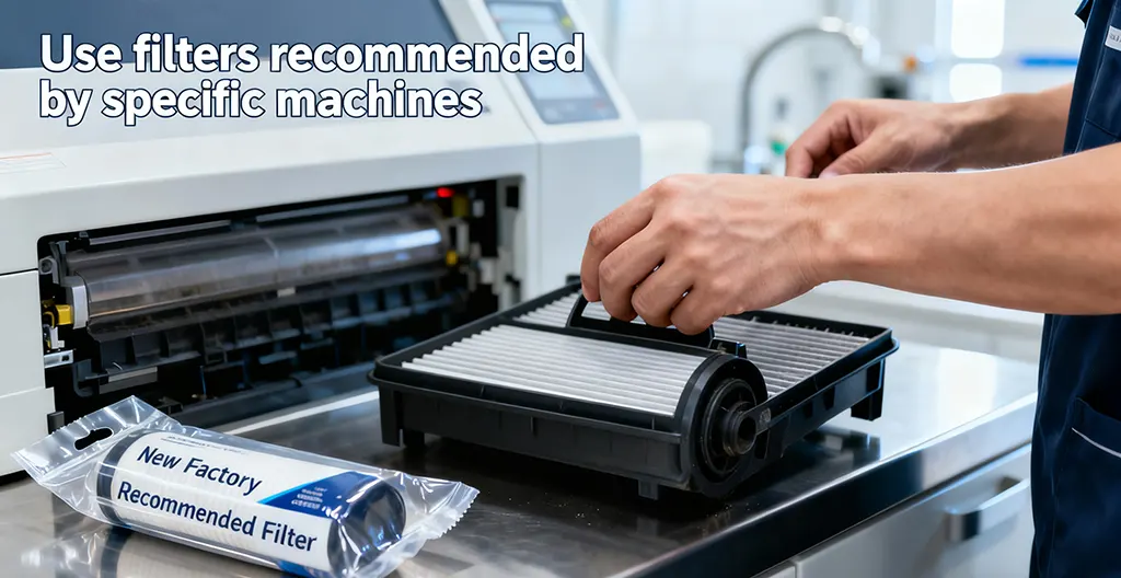 Use filters recommended by specific machines